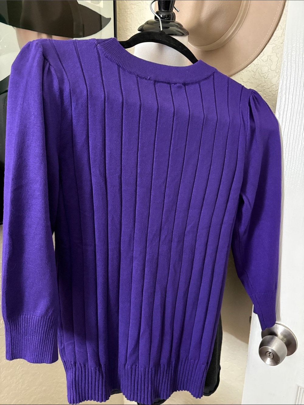 Purple Ribbed Crew Sweater - Picture 3 of 4